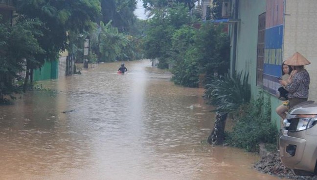 Mưa ngập tại Thái Nguyên. Ảnh: Báo Tài nguyên & Môi trường.