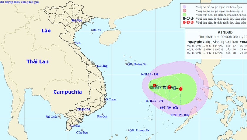 Đề phòng bão hoành hành giữa Biển Đông, sóng cao tới 4m