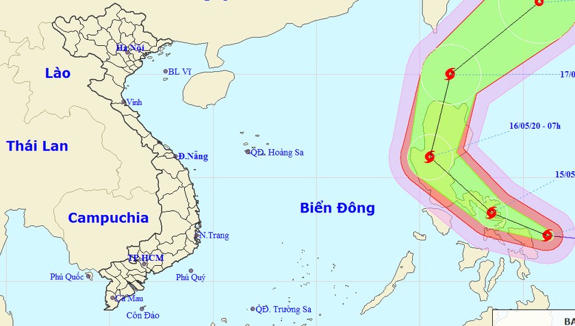 Xuất hiện bão giật cấp 14 gần biển Đông