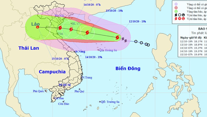 Bão giật cấp 11-12 hướng vào ven biển Bắc Bộ và Bắc Trung Bộ