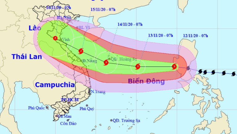 Bão số 13 đổ bộ Biển Đông, tâm đang hướng vào vùng biển Hà Tĩnh - Quảng Nam