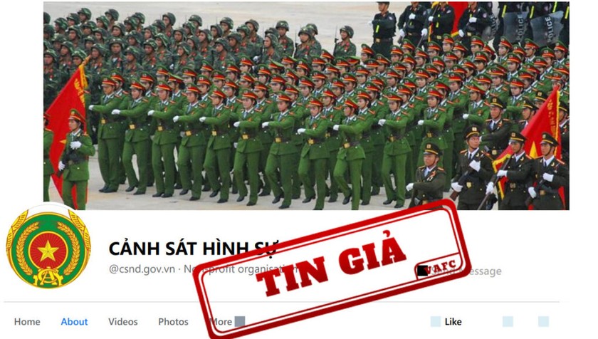 Cảnh báo về fanpage giả kênh của Bộ Công an, đăng tin sai sự thật