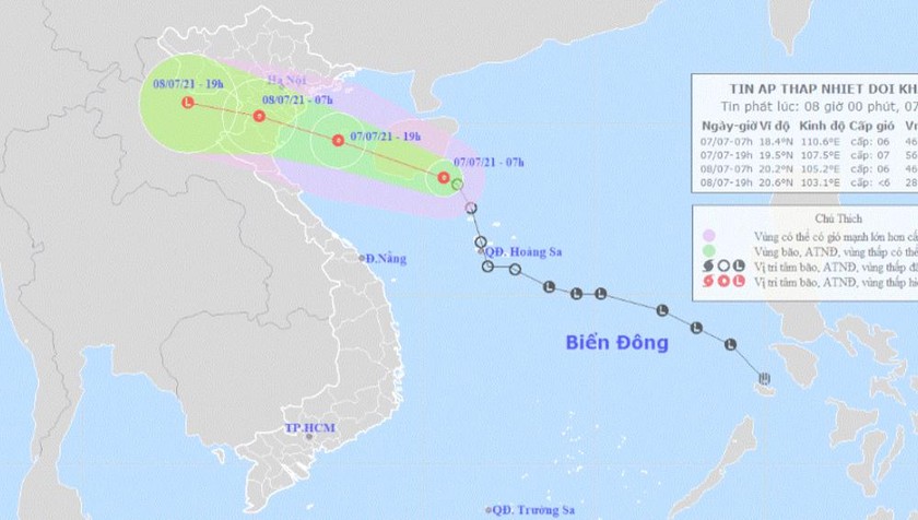 Sắp mưa to ở Bắc Bộ và Bắc Trung Bộ do áp thấp nhiệt đới