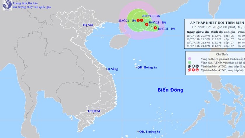 Áp thấp nhiệt đới mạnh trên Biển Đông