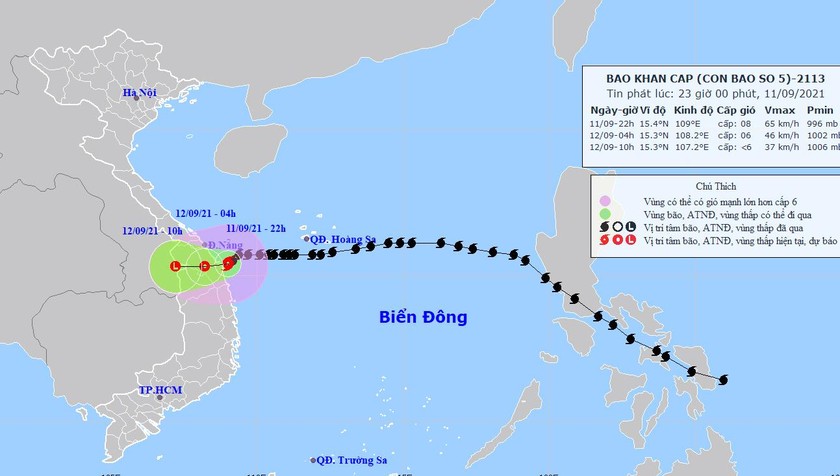 Sáng mai bão vào đất liền Đà Nẵng - Bình Định, nguy cơ gây ngập lụt ở miền Trung