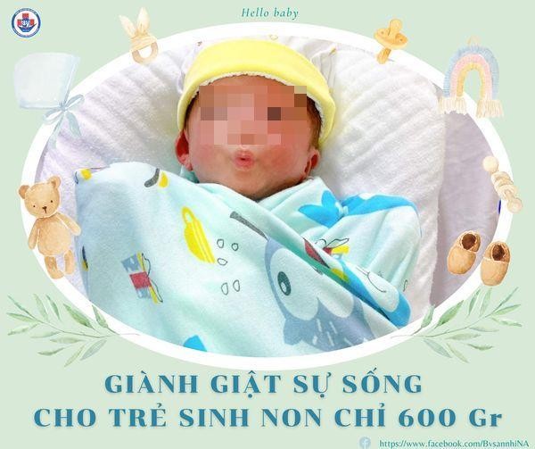 Sinh non chỉ nặng 600 gam, nhưng sau 54 ngày điều trị sức khỏe cháu bé đã ổn định (ảnh BVSN)