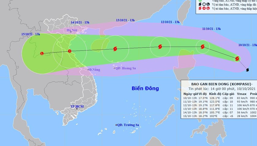 Bão giật cấp 13 di chuyển nhanh vào Biển Đông, lại 'uy hiếp' Đông Bắc Bộ và Bắc Trung Bộ