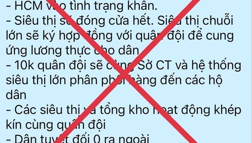 Tin 'TP HCM vào tình trạng khẩn' là bịa đặt 