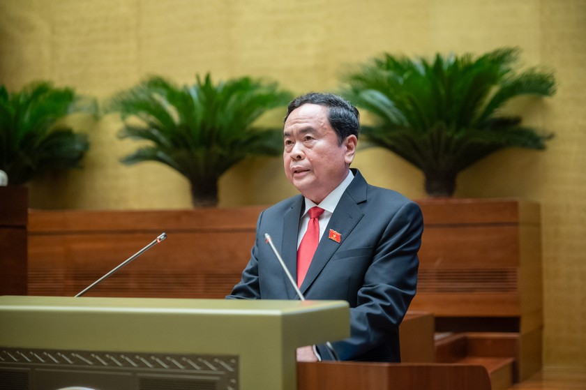 Chủ tịch Quốc hội Trần Thanh Mẫn phát biểu nhậm chức. Ảnh: Quochoi.vn
