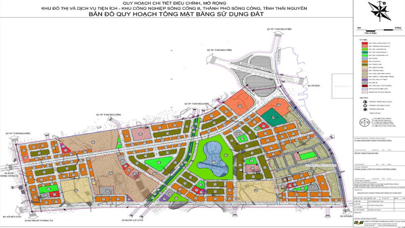 Bản đồ quy hoạch Khu đô thị và dịch vụ tiện ích Sông Công 2 đã được TP. Sông Công điều chỉnh.