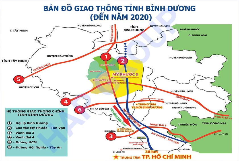 Bản đồ giao thông tỉnh Bình Dương