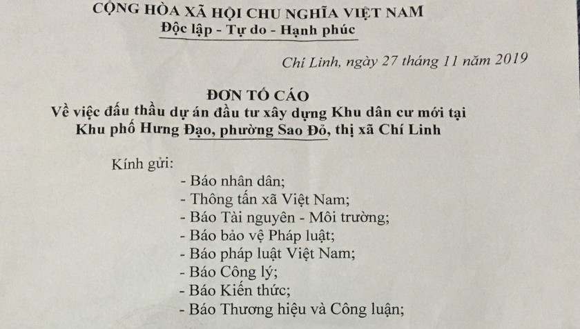 đơn tố cáo