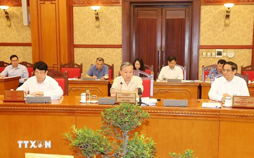 Tổng Bí thư, Chủ tịch nước chủ trì họp Bộ Chính trị, Ban Bí thư - Ảnh: TTXVN