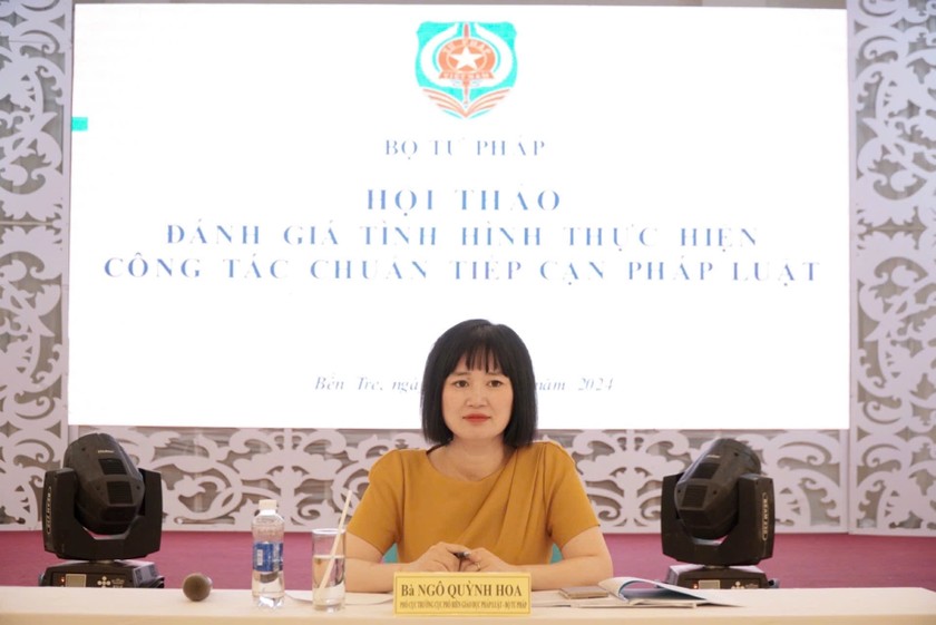 TS. Ngô Quỳnh Hoa, Phó Cục trưởng Cục PBGDPL điều hành Hội thảo. Ảnh: Anh Như