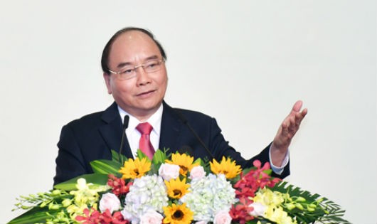 Thủ tướng Nguyễn Xuân Phúc phát biểu tại buổi lễ Công bố điều chỉnh quy hoạch Khu kinh tế mở Chu Lai.