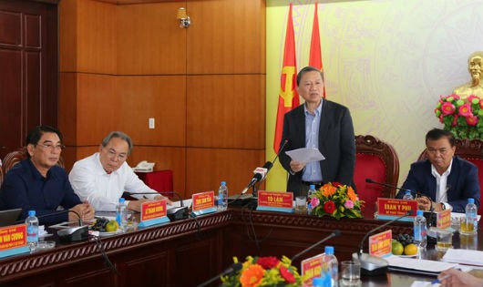 Bộ trưởng Tô Lâm phát biểu tại buổi làm việc với Tỉnh ủy Đắk Lắk