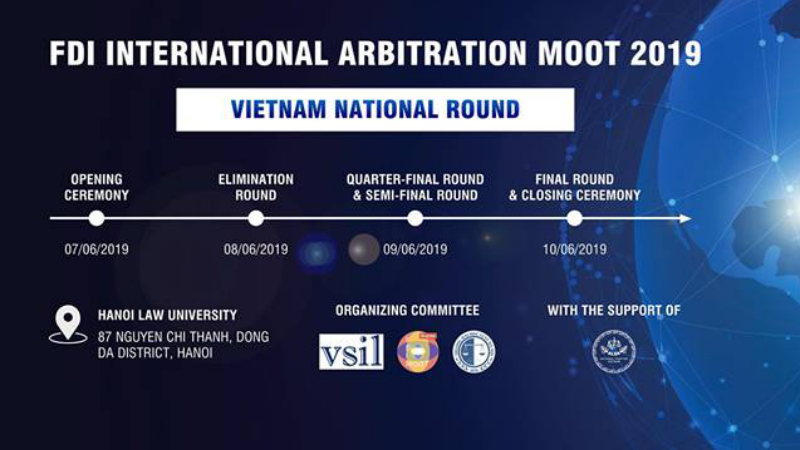 Đại học Luật Hà Nội kết hợp với Hội luật Quốc tế Việt Nam tổ chức vòng thi Quốc gia FDI Moot 2019