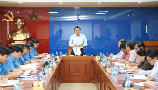 Đồng chí Phan Đình Trạc, Bí thư Trung ương Đảng, Trưởng ban Nội chính Trung ương phát biểu tại buổi kiểm tra. (Ảnh: Dương Giang/TTXVN)