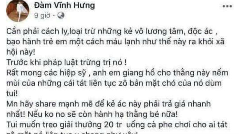 Dòng trạng thái được cho là của Đàm Vĩnh Hưng.