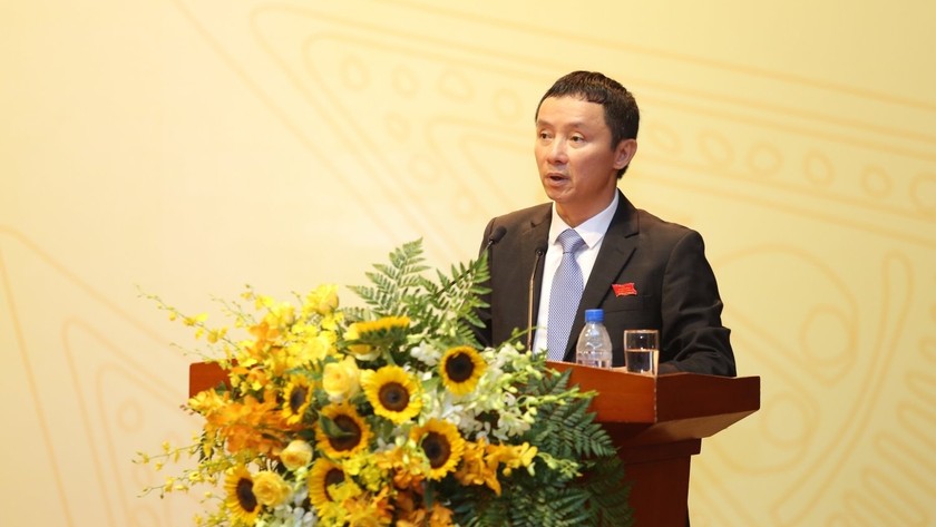 Ông Hồ Công Kỳ - Bí thư Đảng ủy, Chủ tịch HĐQT PV Power phát biểu tại Đại hội