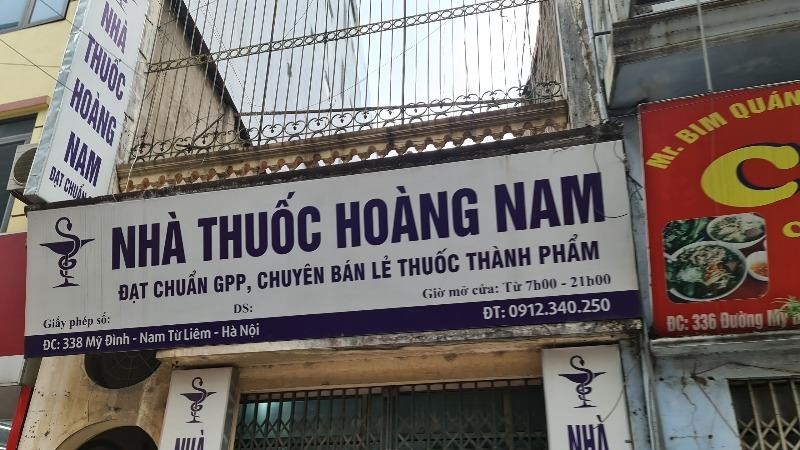 Nhà thuốc Hoàng Nam - số 338 đường Mỹ Đình chưa có giấy chứng nhận đủ điều kiện kinh doanh dược.