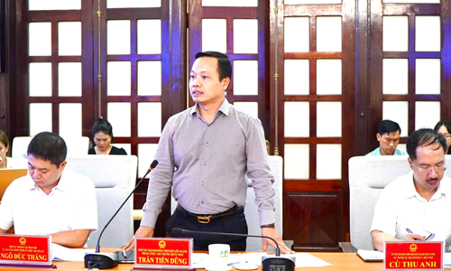Đồng chí Trần Tiến Dũng, Ủy viên Ban Cán sự Đảng, Thứ trưởng Bộ Tư pháp phát biểu tại buổi làm việc.