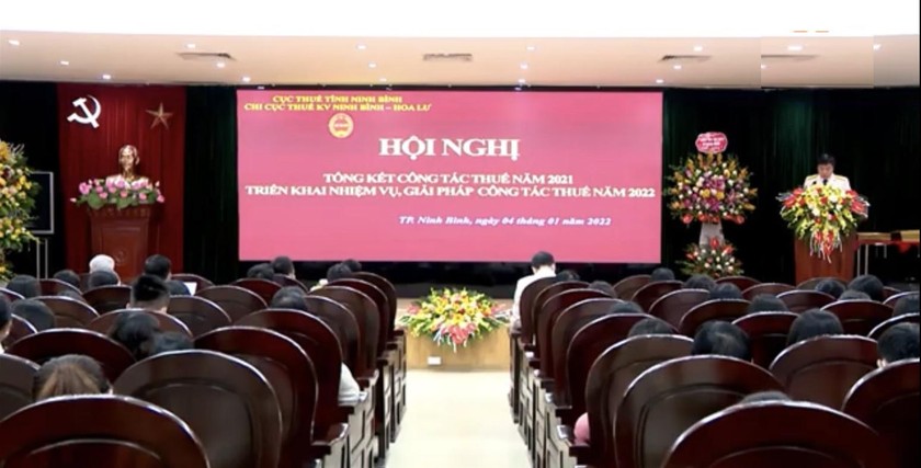 Quang cảnh Hội nghị Tổng kết công tác Thuế năm 2021, triển khai nhiệm vụ, giải pháp công tác Thuế năm 2022.