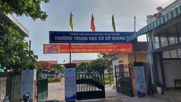 Trường THCS Quảng Thọ, thị xã Ba Đồn, nơi xảy ra sự việc.