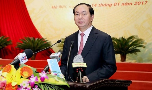 Chủ tịch nước Trần Đại Quang phát biểu tại Hội nghị.