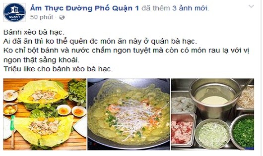 Fanpage “Ẩm thực đường phố quận 1” nhằm mục đích giúp người bán hàng rong tiếp thị, bán sản phẩm của mình