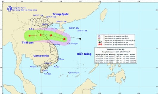 Bão số 4 trực tiếp ảnh hưởng đến các tỉnh miền Trung.