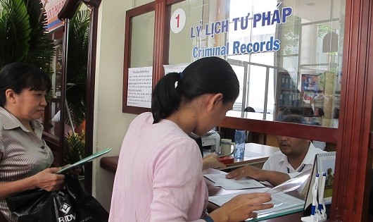 Tiếp nhận hồ sơ yêu cầu cấp Phiếu Lý lịch tư pháp của công dân.