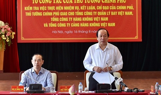 Bộ trưởng, Chủ nhiệm VPCP Mai Tiến Dũng, Tổ trưởng Tổ công tác phát biểu tại buổi làm việc