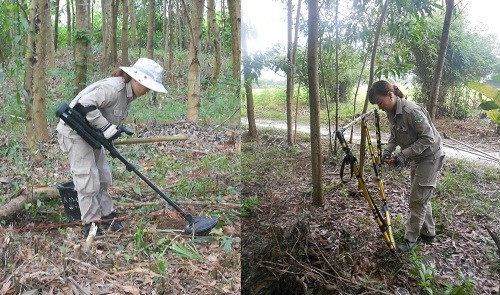 Một số thành viên nữ trong đội rà phá bom mìn.