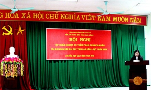 Bà Lưu Thu Giang - Bí thư Ban cán sự Đảng, Chánh án TAND tỉnh Cao Bằng.