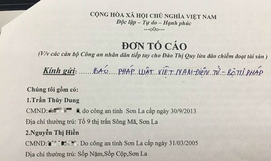 Đơn tố cáo của hàng chục bị hại gửi tới Báo PLVN.