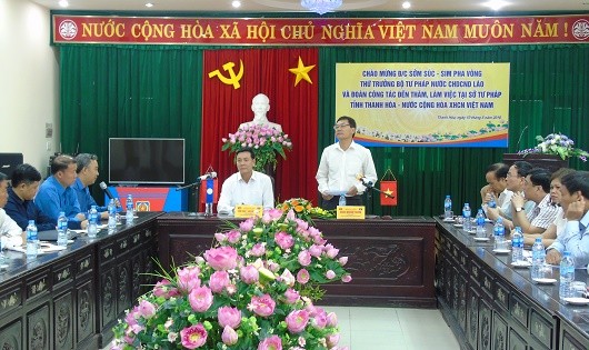 Đoàn đại biểu Bộ Tư pháp, nước CHDCND Lào thăm và làm việc tại Thanh Hóa