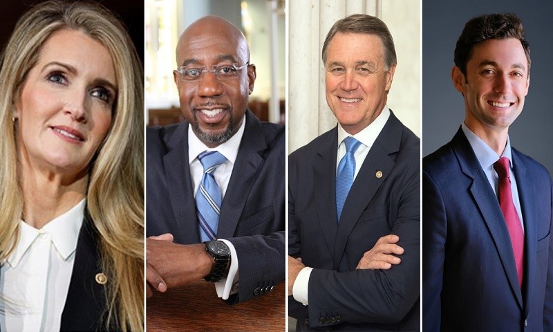 Từ trái qua phải: Kelly Loeffler, Raphael Warnock, David Perdue, Jon Ossoff. Ảnh: WMAZ.com