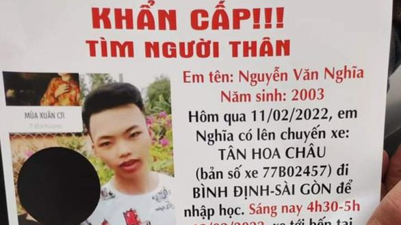 Nam sinh Bình Định mất tích khi vào TP HCM có học lực giỏi