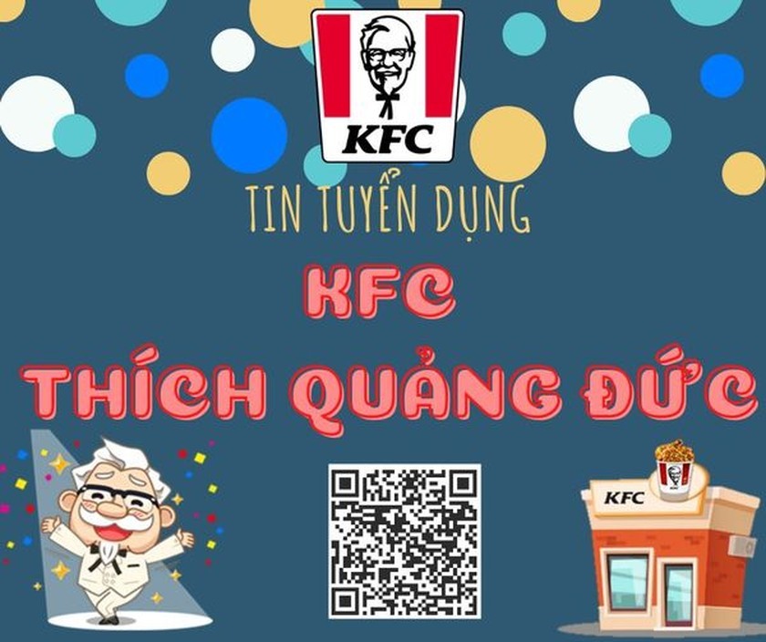 Banner tuyển dụng của chuỗi cửa hàng KFC.