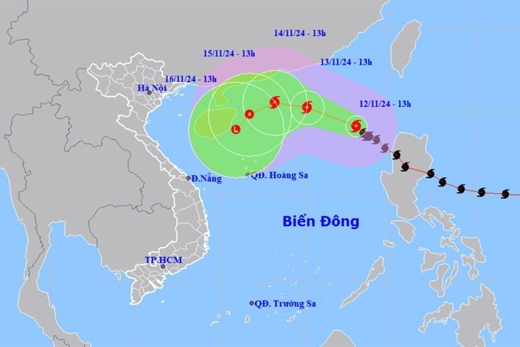 Vị trí và hướng di chuyển của bão số 8. (Nguồn: nchmf.gov.vn)