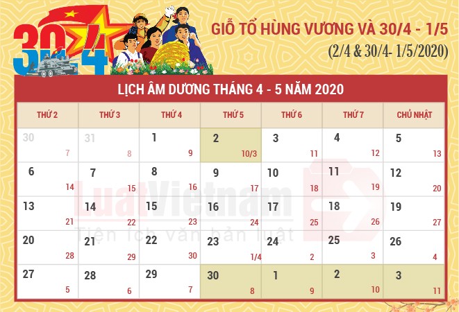 Lễ 30/4, 1/5 năm nay người lao động được nghỉ 4 ngày