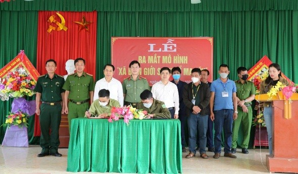 Công an xã Hạnh Lâm, huyện Thanh Chương trong lần ra mắt mô hình “Xã biên giới sạch ma túy”