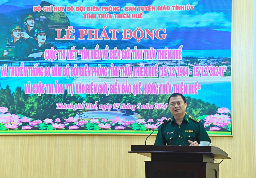 Đại tá Phạm Tùng Lâm - Chính ủy BĐBP tỉnh Thừa Thiên Huế phát động cuộc thi.