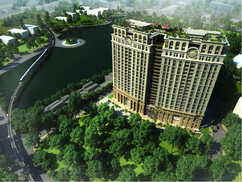 Dự án D'. Le Pont D'or tọa lạc ngay trong nội đô thành phố Hà Nội, được thụ hưởng hơn 13 ha cảnh quan thiên nhiên hồ Hoàng Cầu xanh mát