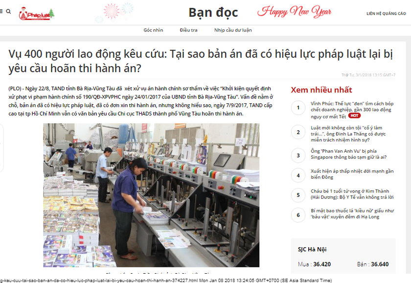 Tiếp  vụ 400 người lao động kêu cứu: Quyết định tiếp tục thi hành án