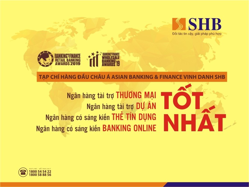 SHB được vinh danh 4 giải thưởng quốc tế uy tín 