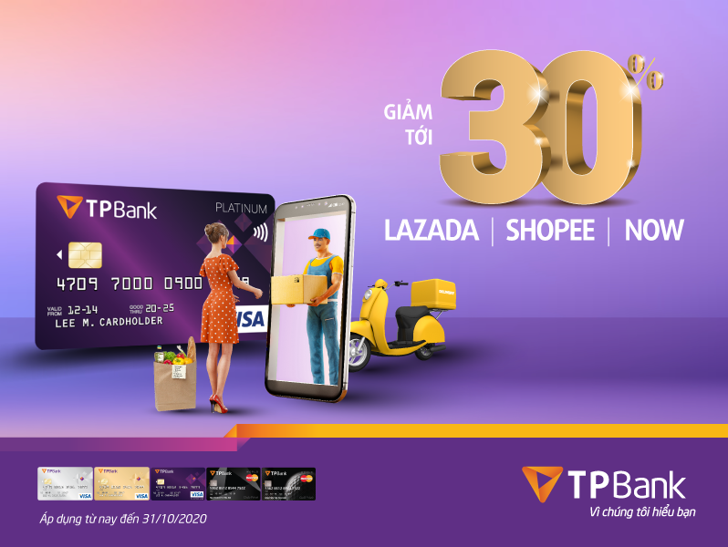 Ưu đãi lên tới 30% với chủ thẻ tín dụng TPBank