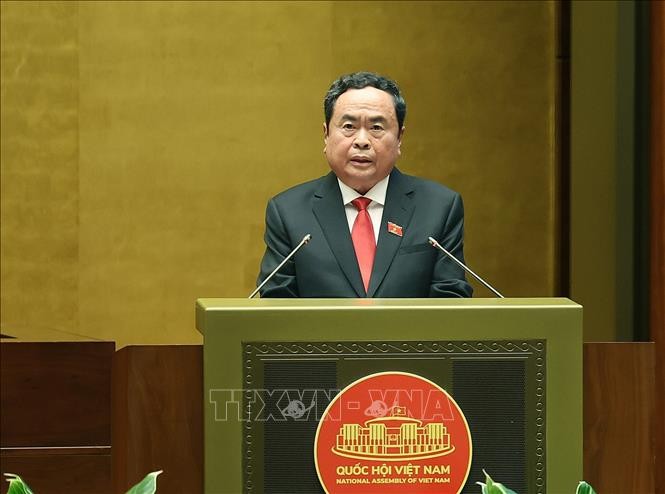 Chủ tịch Quốc hội Trần Thanh Mẫn phát biểu nhậm chức. Ảnh: TTXVN