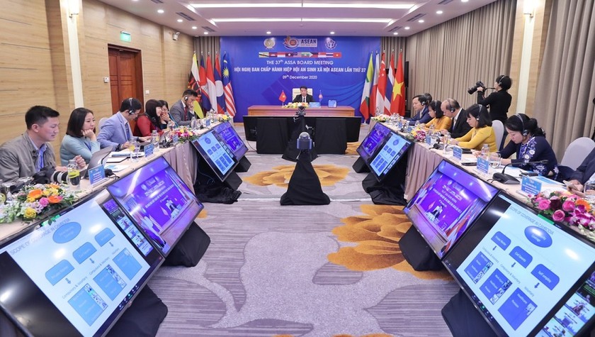 Toàn cảnh Hội nghị trực tuyến tại điểm cầu Việt Nam.